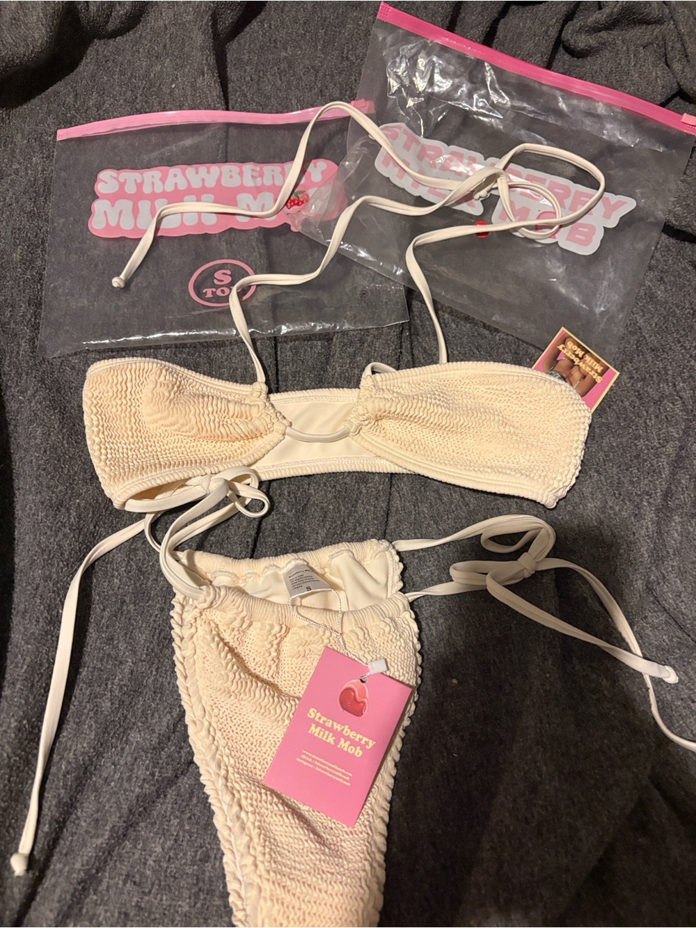 NWT Strawberry Milk Mob Side Chick Bikini - Small